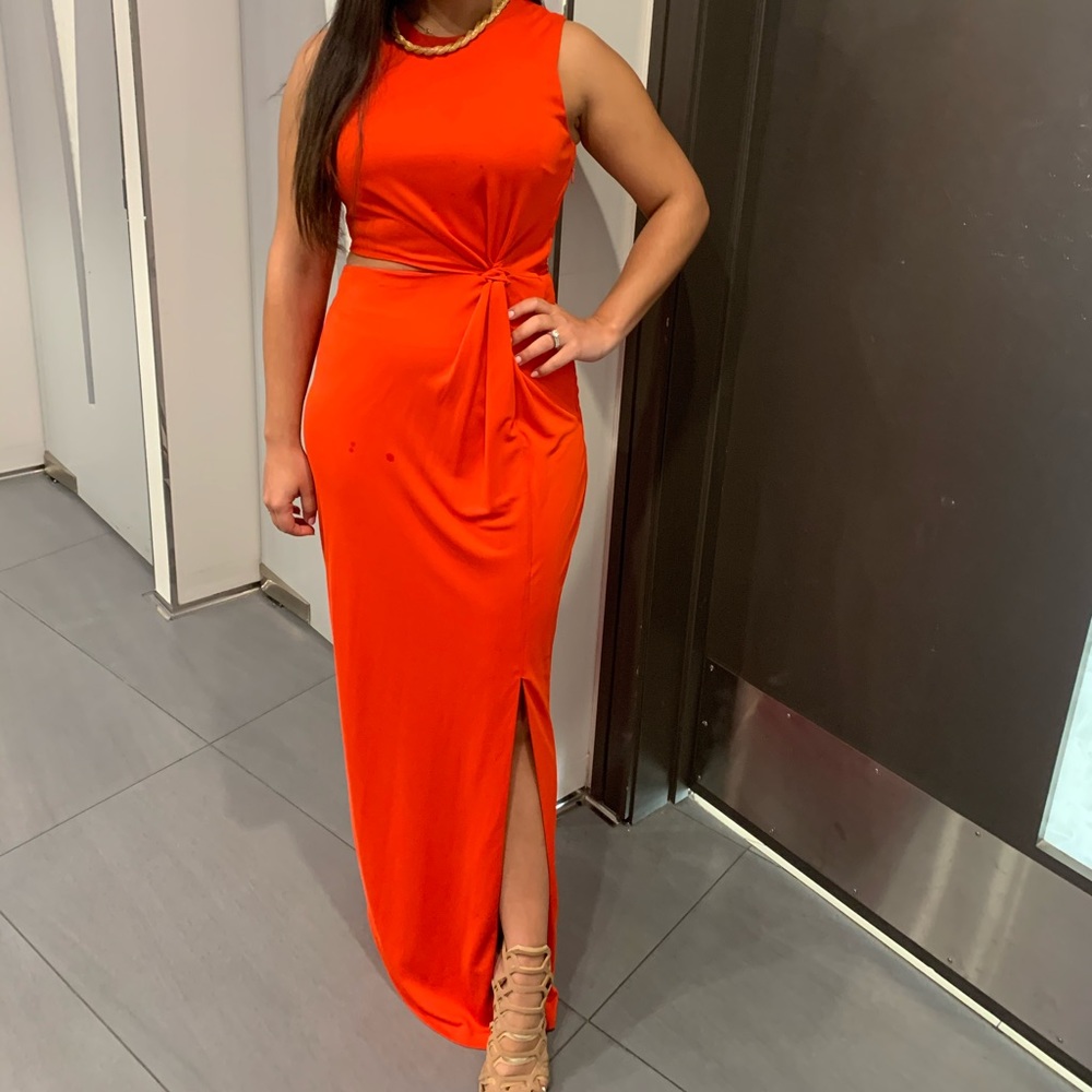 Red evening gown
